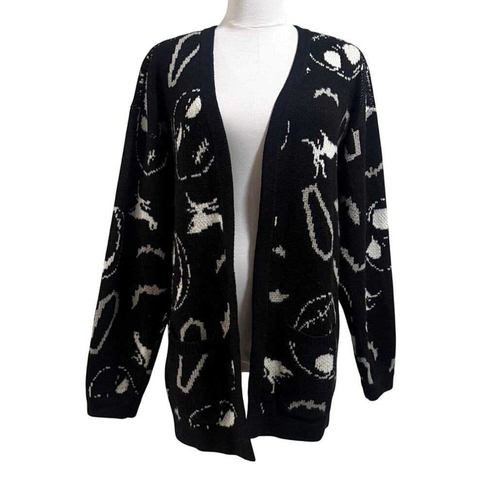 Disney Nightmare Before Christmas Jack Skellington Cardigan Sweater S/M Grunge